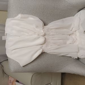 White open V cut mini dress